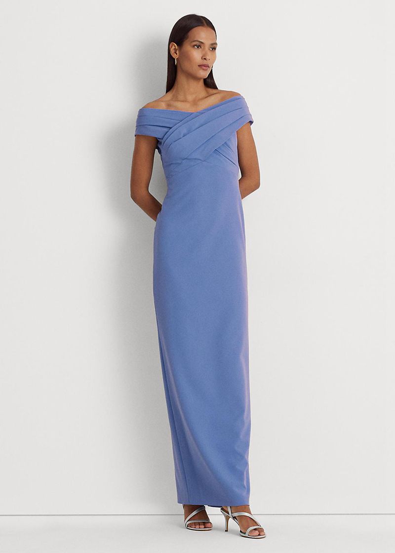 Vestidos Lauren Mujer Crepe Off-The-Shoulder Gown Chile Azules QAZWK-2518